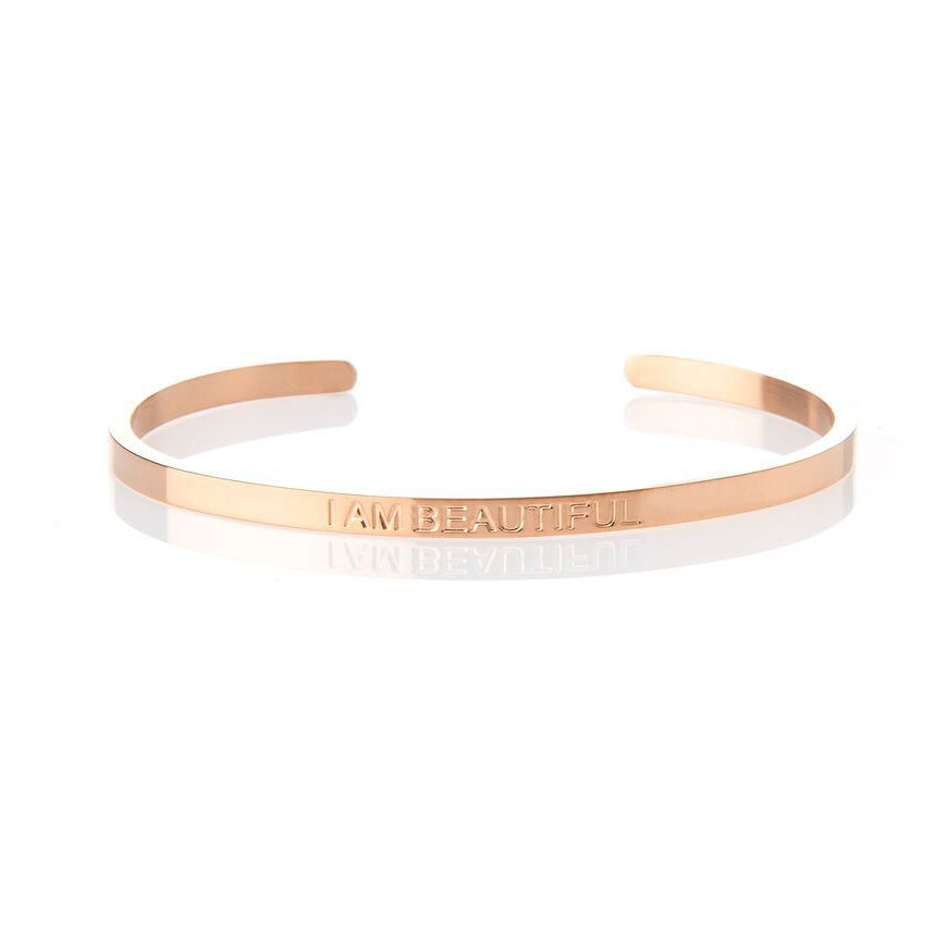 HALF PRICE - I AM BEAUTIFUL – AFFIRMATION BRACELET (AVAILABLE IN SILVER,ROSE OR GOLD)