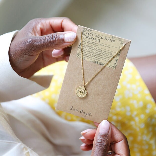 Lisa Angel Gold Stainless Steel Aquarius Pendant Necklace