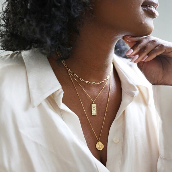 Lisa Angel Gold Stainless Steel Aquarius Pendant Necklace