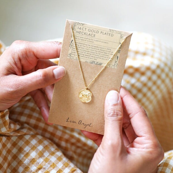 Lisa Angel Gold Stainless Steel Aries Pendant Necklace