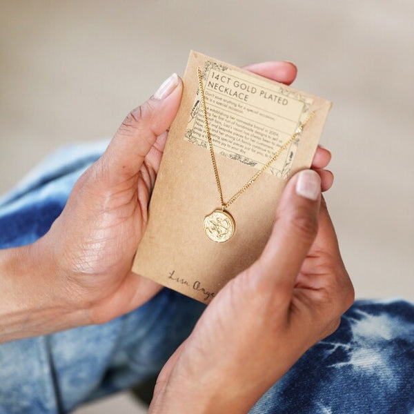 Lisa Angel Gold Stainless Steel Sagittarius Pendant Necklace