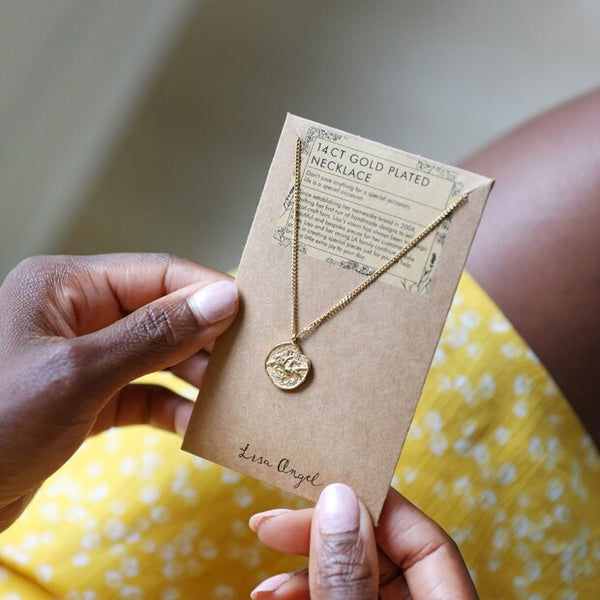 Lisa Angel Gold Stainless Steel Virgo Pendant Necklace