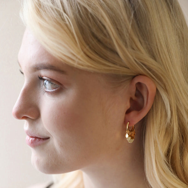 Lisa Angel DISC CHARM HOOP EARRINGS IN GOLD