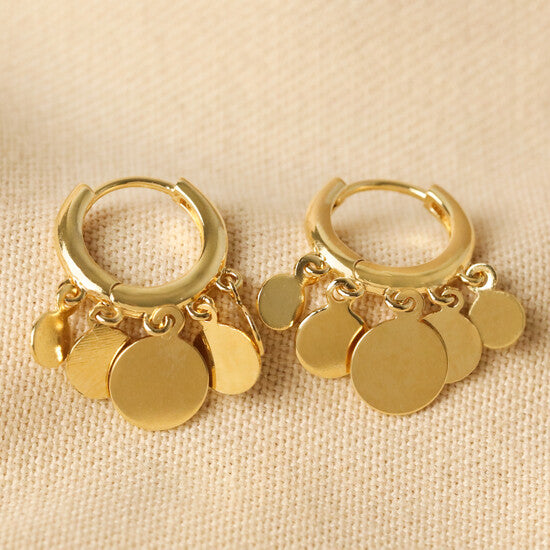 Lisa Angel DISC CHARM HOOP EARRINGS IN GOLD