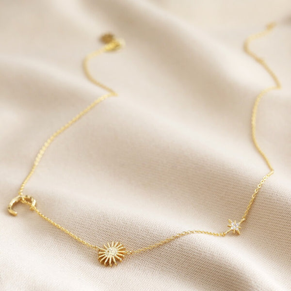 Lisa Angel Sun and Moon Chain Necklace in Gold