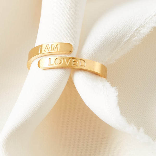 Sou Analyse - I AM LOVED’ Affirmation Ring NOW HALF PRICE – available in rose or gold