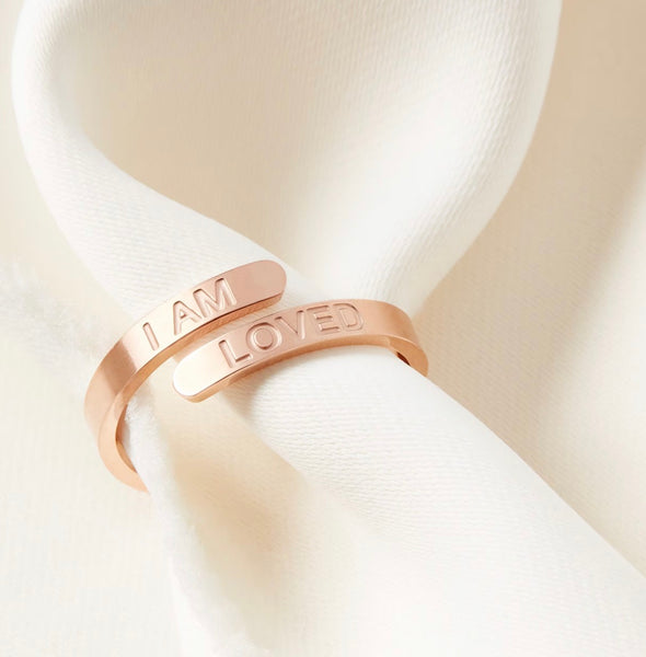 Sou Analyse - I AM LOVED’ Affirmation Ring NOW HALF PRICE – available in rose or gold