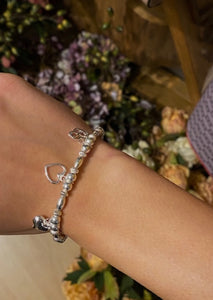 3 heart charm sterling silver bracelet