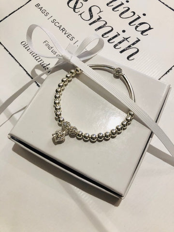 Sterling silver crown noodle bracelet