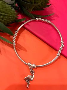Sterling silver flamingo noodle bracelet