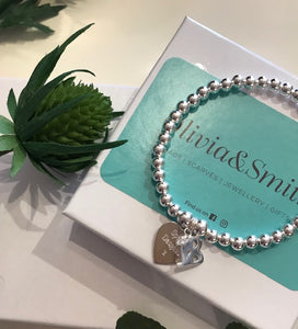 Personalised heart bracelet with 18 diamonte charm