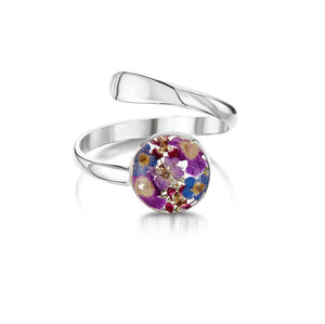 Silver ring (adjustable) - Purple haze - round