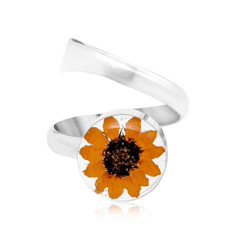Silver Adjustable Ring - Sunflower - Round