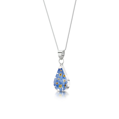 Silver Pendant - Forget-me-not-Teardrop
