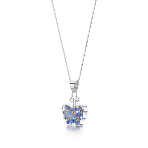 Silver Necklace - Forget-me-not - Small Butterfly