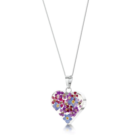 Silver Necklace - Purple Haze - Heart Pendant (Small)