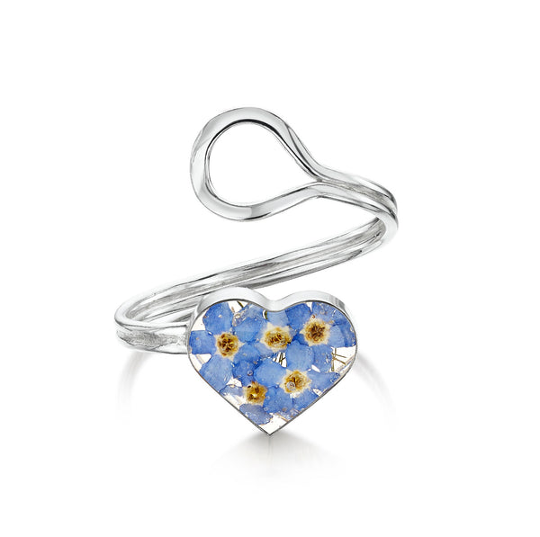 Silver ring (adjustable) - Forget me not- Heart