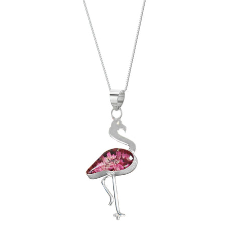 Silver Pendant Necklace - Heather - Flamingo