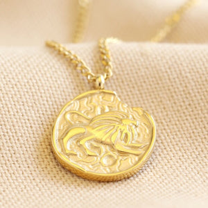 Lisa Angel Gold Stainless Steel Leo Pendant Necklace