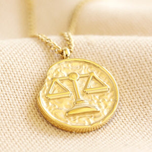 Lisa Angel Gold Stainless Steel Libra Pendant Necklace
