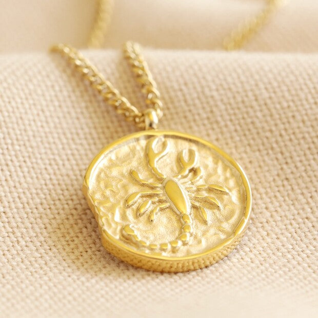 Gold Stainless Steel Scorpio Pendant Necklace