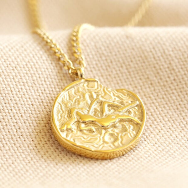 Lisa Angel Gold Stainless Steel Virgo Pendant Necklace