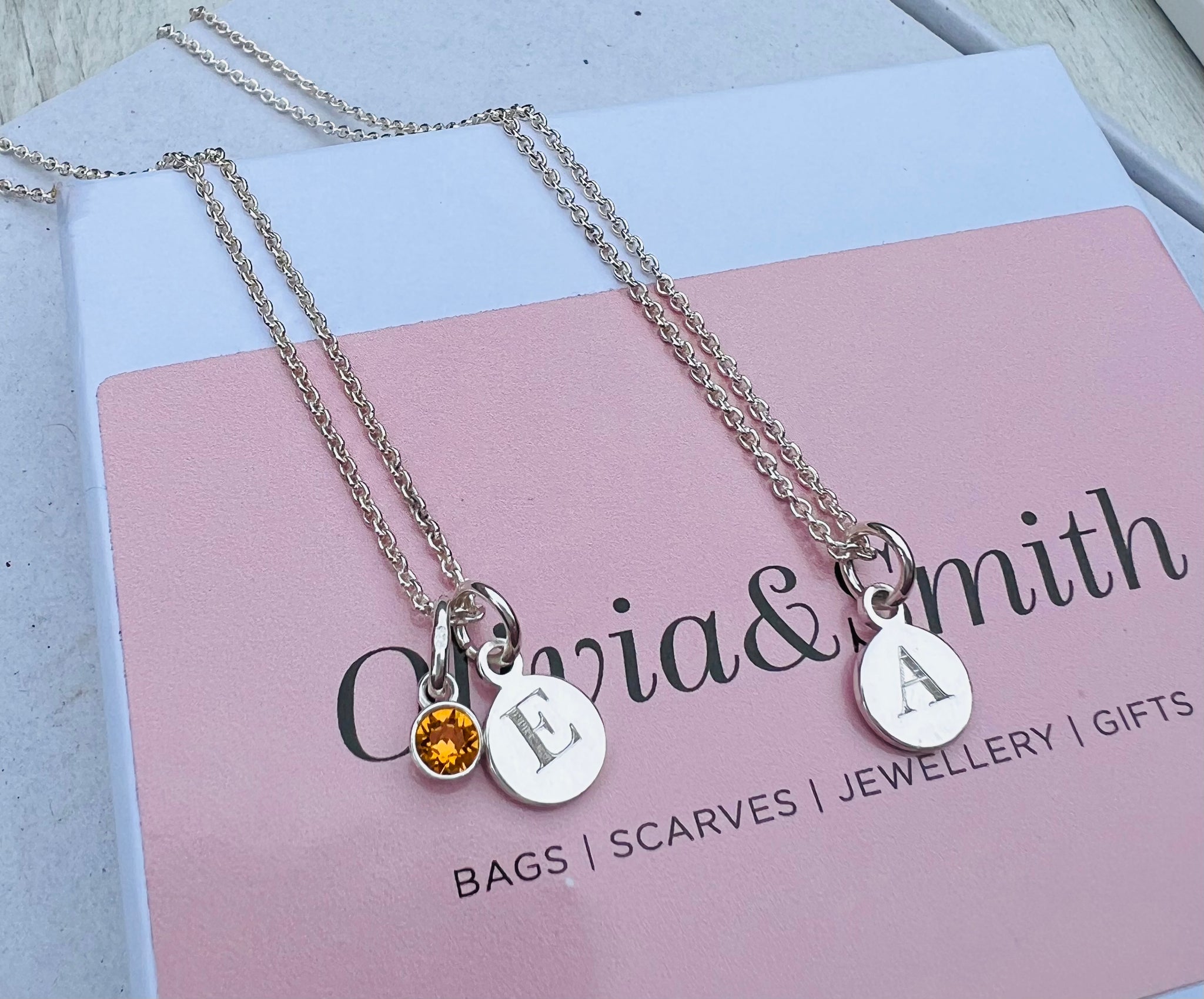 Initial necklace with or without birthstone