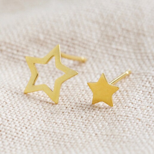 Lisa Angel Mismatched Star Stud Earrings in Gold