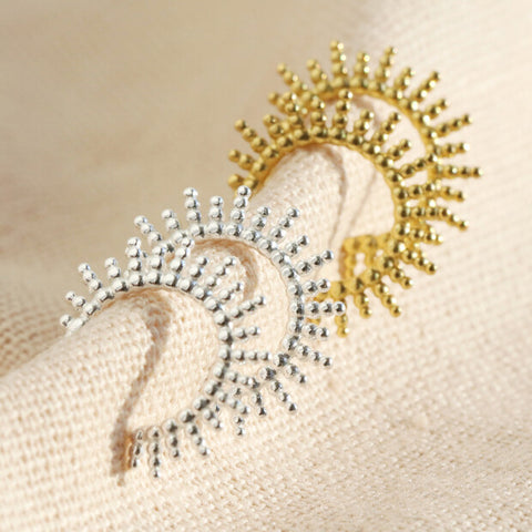 Lisa Angel Sterling Silver or 18ct Gold Plated Sunbeam Hoop Earrings