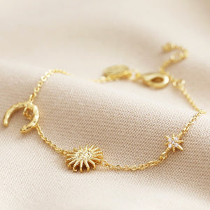 Sun and Moon Chain Bracelet in Gold